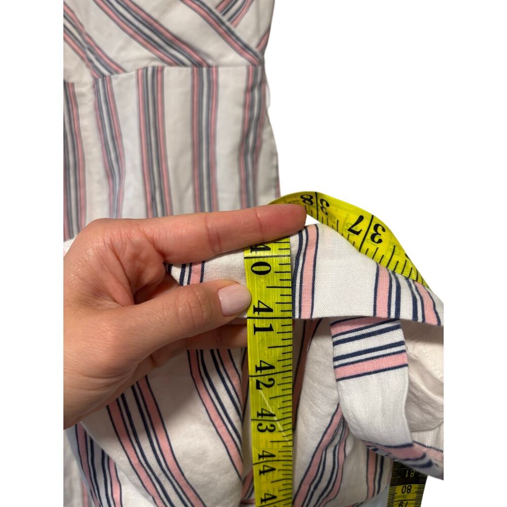 Banana Republic Petite 0 Linen Blend Striped Wide Leg Jumpsuit White Pink Blue - Picture 9 of 12